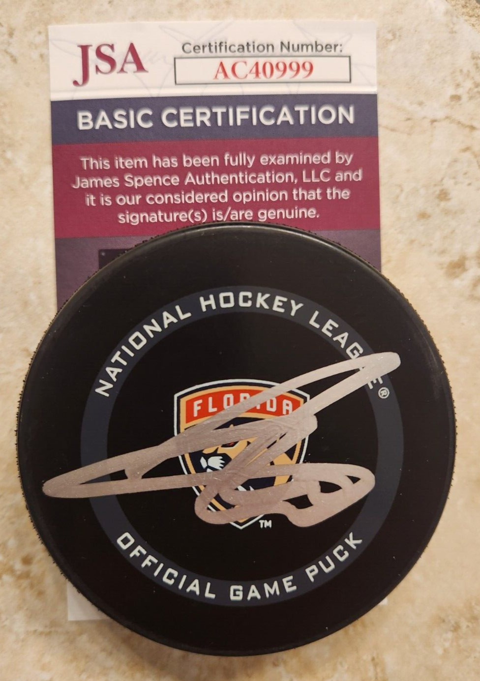 Anthony Duclair Signed Official NHL Game Puck JSA COA #AC40999 Florida Panthers