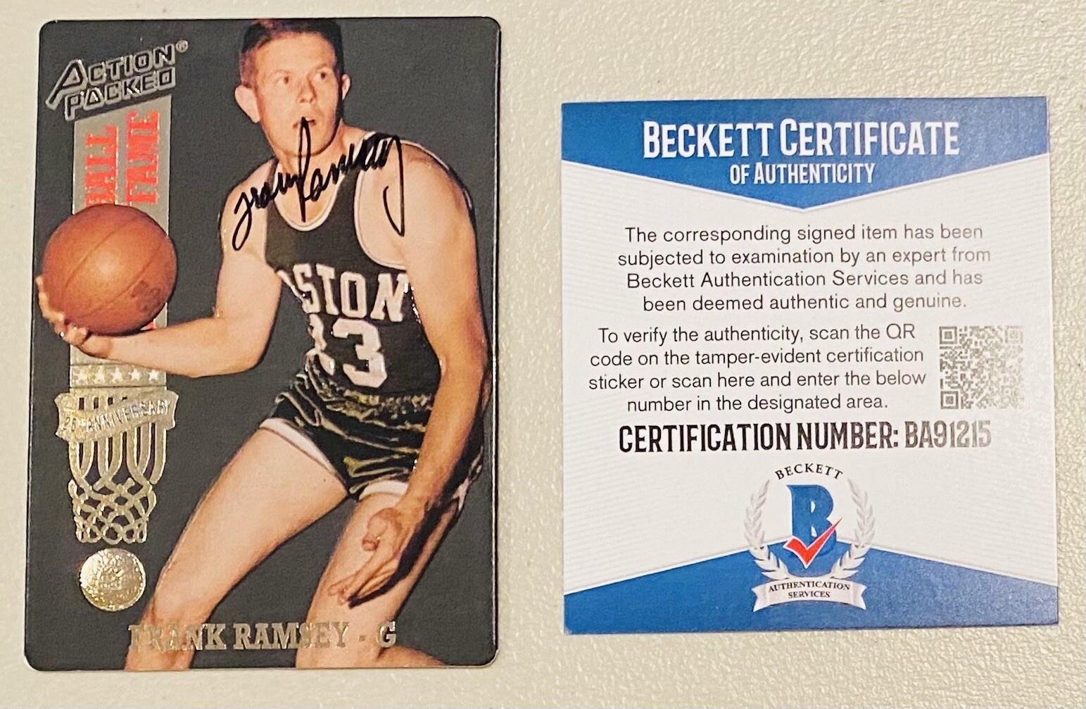 Frank Ramsey Signed Autographed 1993 Action Packed Card #45 Beckett BAS Cert
