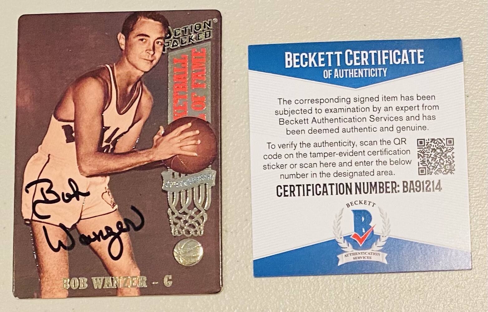 Bob Wanzer Signed Autographed 1993 Action Packed Card #24 Beckett BAS Cert
