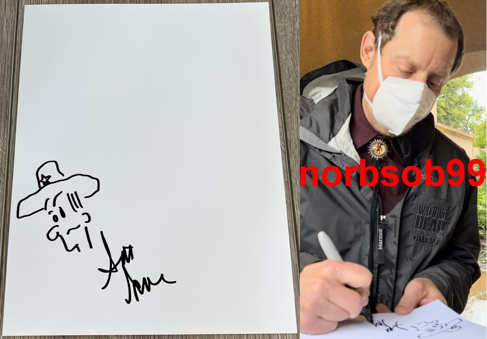 SCOTT GIMPLE SIGNED AUTOGRAPH THE WALKING DEAD RICK GRIMES SKETCH w/EXACT PROOF
