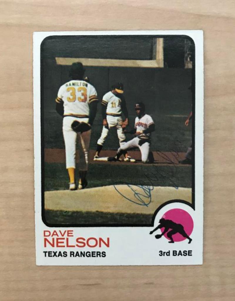 DAVE NELSON TEXAS RANGERS SIGNED VINTAGE DECEASED 1973 TOPPS CARD #111 W//COA
