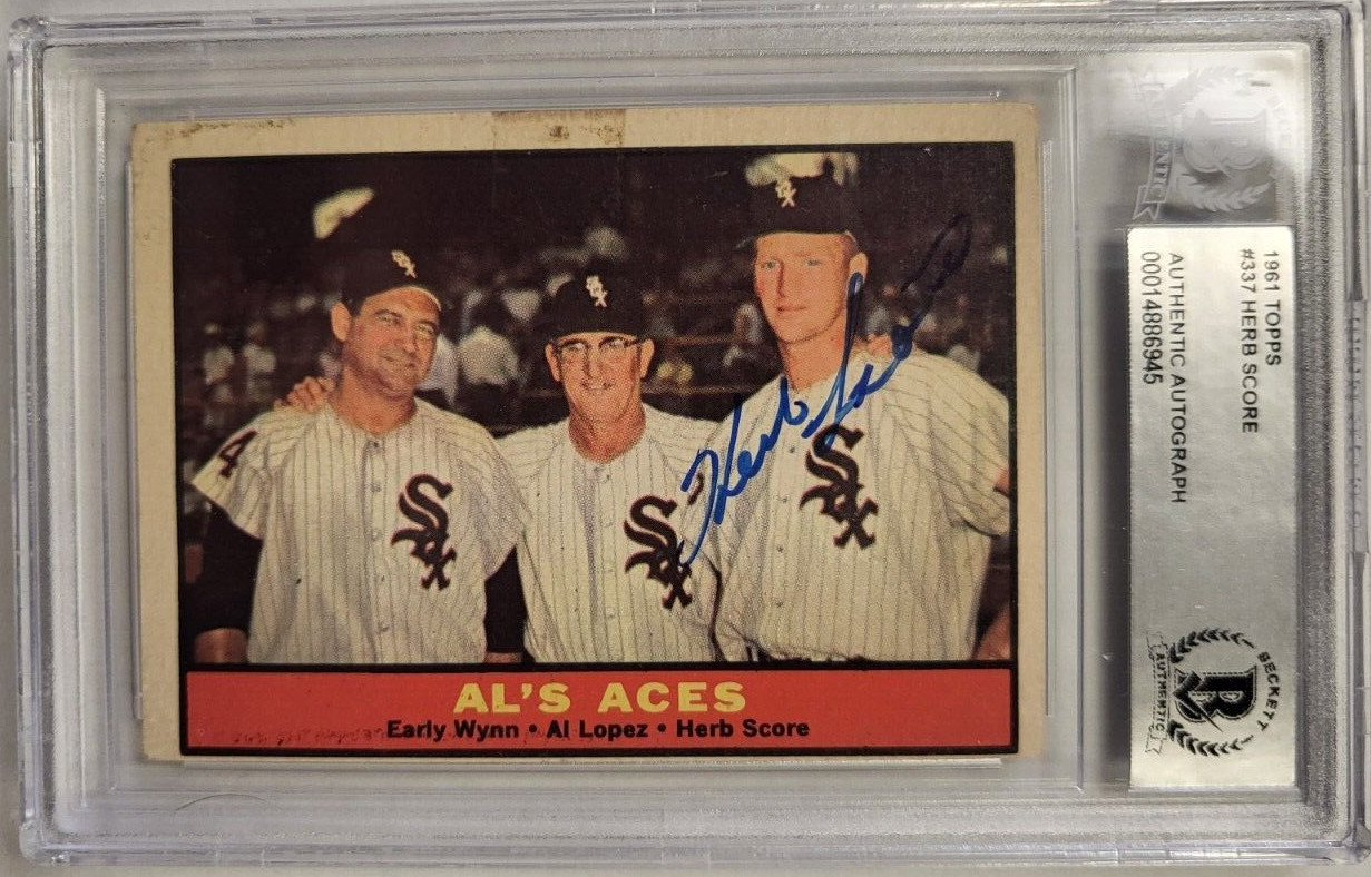 1961 TOPPS HERB SCORE #337 WHITE SOX AUTHENTIC AUTO CERTIFIED BECKETT CARD