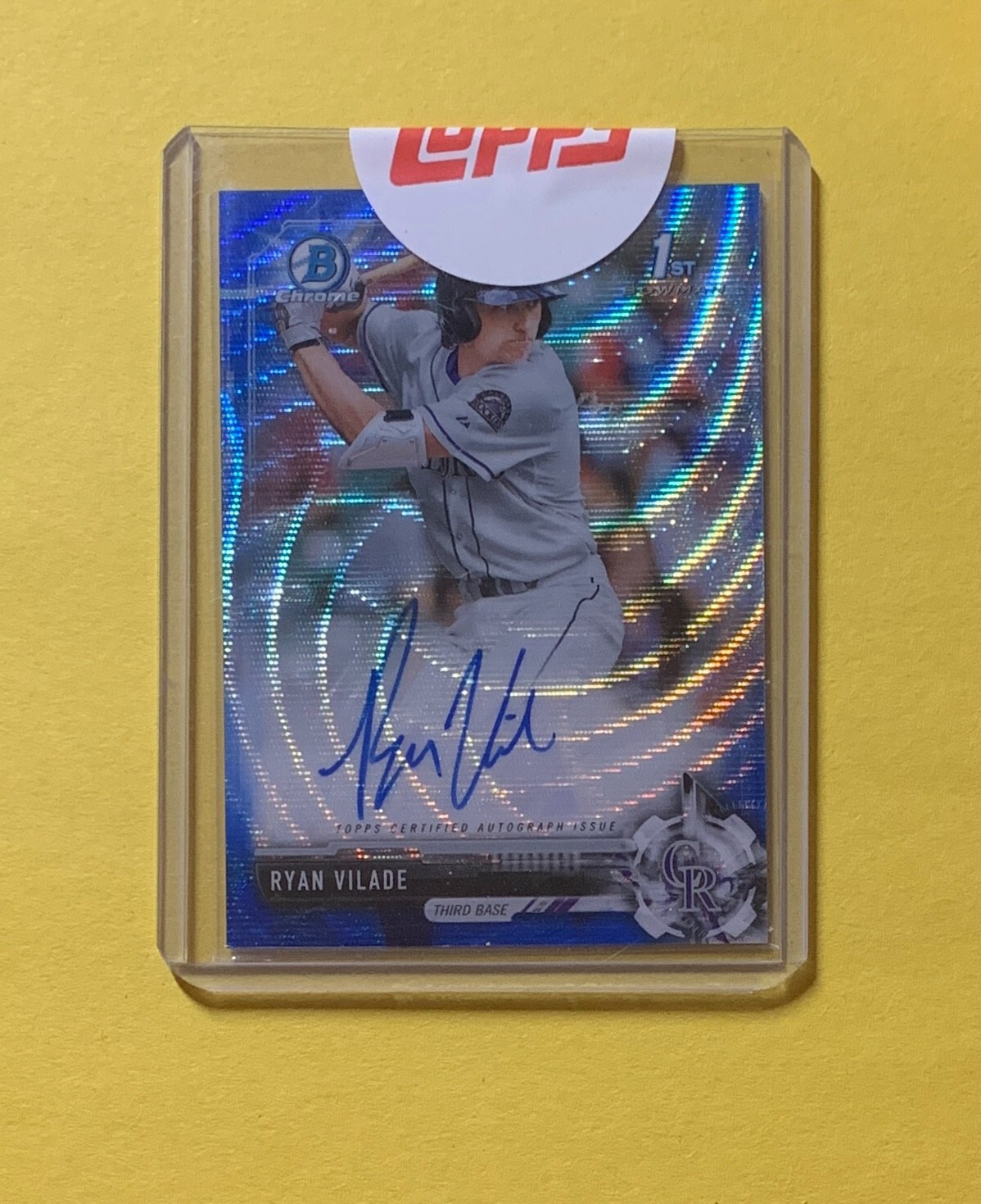 2017 BOWMAN CHROME RYAN VILADE BLUE WAVE AUTO /150 #CDA-RV ROCKIES