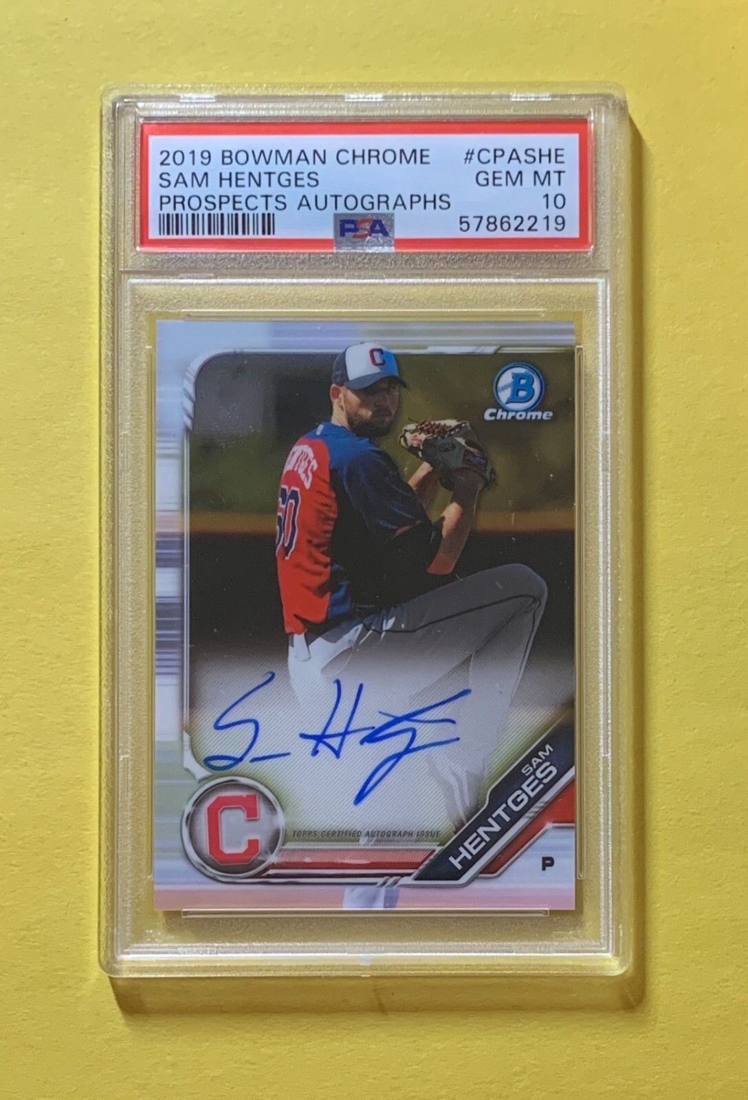 2019 BOWMAN CHROME SAM HENTGES AUTO #CPASHE PSA GEM MT 10