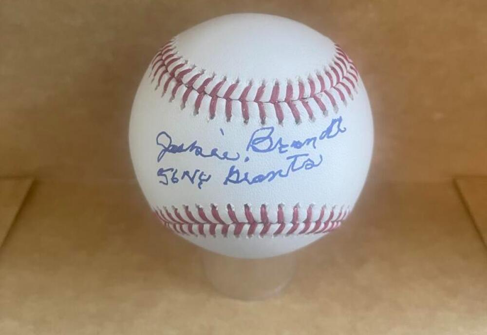 JACKIE BRANDT 56 NY GIANTS SIGNED AUTO M.L. BASEBALL BECKETT AUTHENTICATED