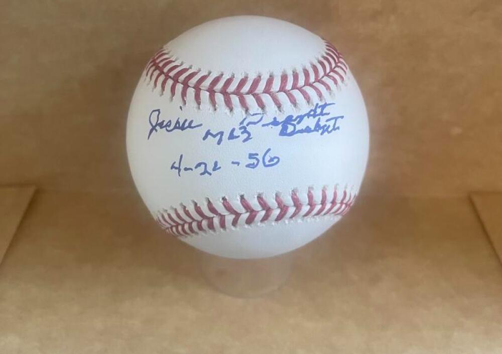 JACKIE BRANDT MLB DEBUT 4-21-56 SIGNED AUTO M.L. BASEBALL BECKETT AUTHENTICATED