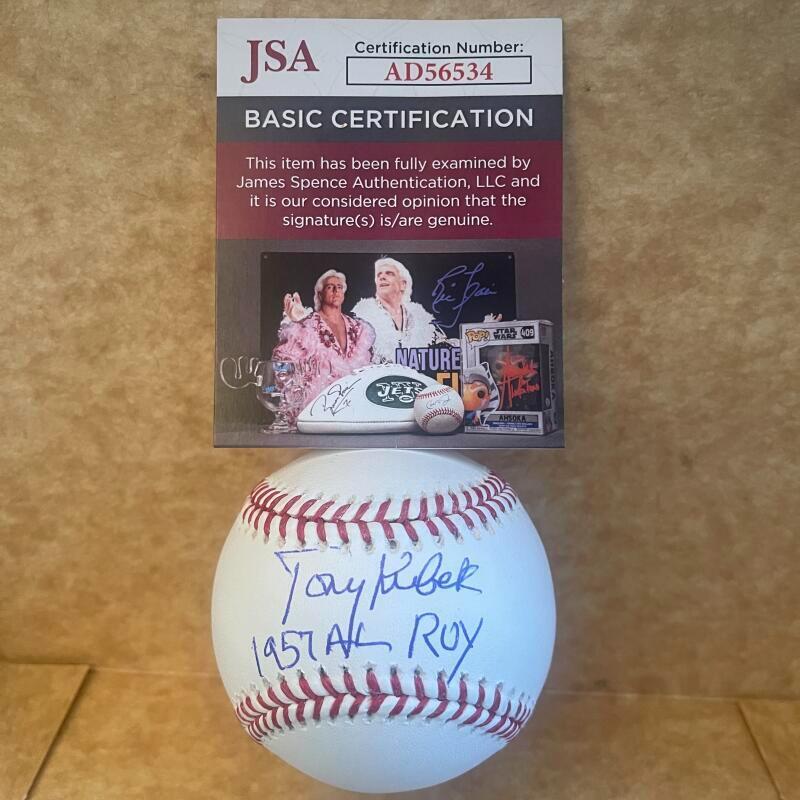 TONY KUBEK 1957 AL ROY YANKEES SIGNED AUTOGRAPHED M.L. BASEBALL JSA AD56534