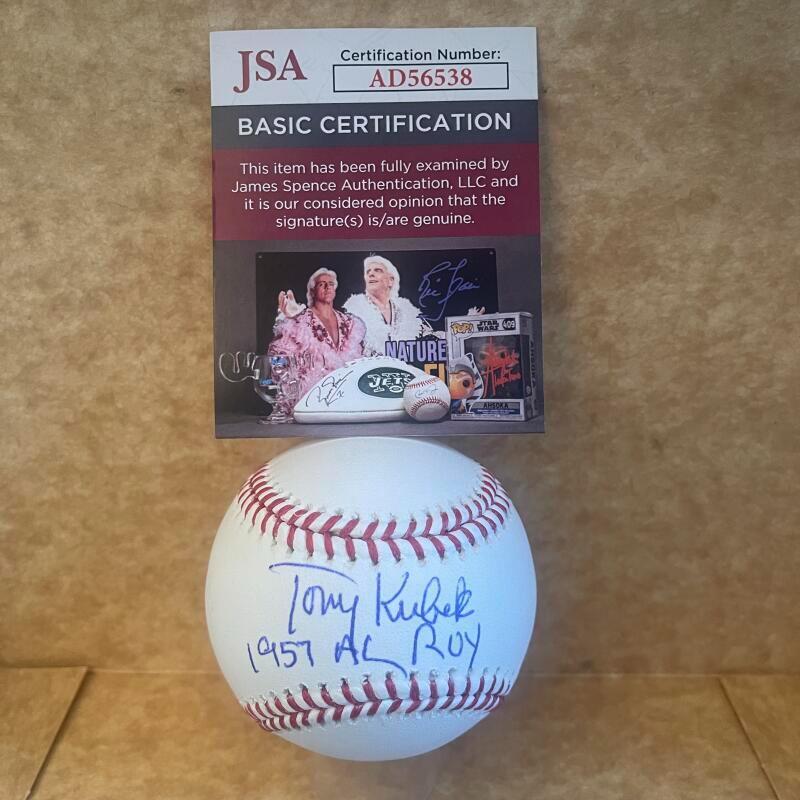 TONY KUBEK 1957 AL ROY YANKEES SIGNED AUTOGRAPHED M.L. BASEBALL JSA AD56538