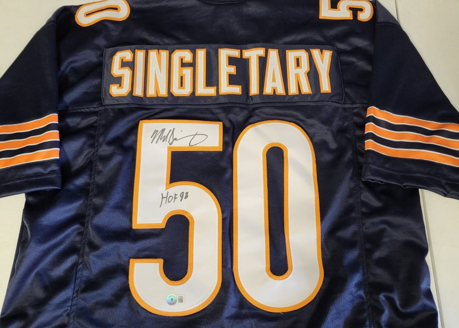 MIKE SINGLETARY #50 HOF 98 CHICAGO SIGNED AUTO CUSTOM JERSEY SIZE XL BECKETT