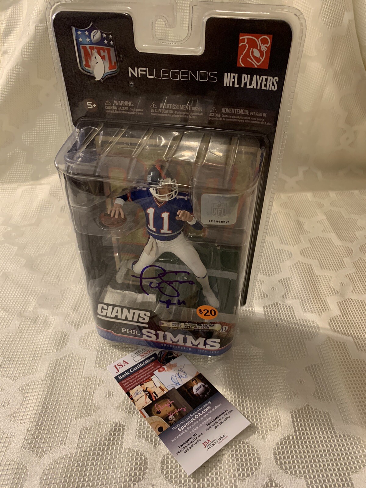 Phil Simms Signed New York Giants Nfl Legends Figurine JSA Authentication COA

