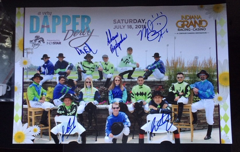 Horse Racing Jockeys Signed Poster 2015 Autographed Indiana Grand Shelbyville
