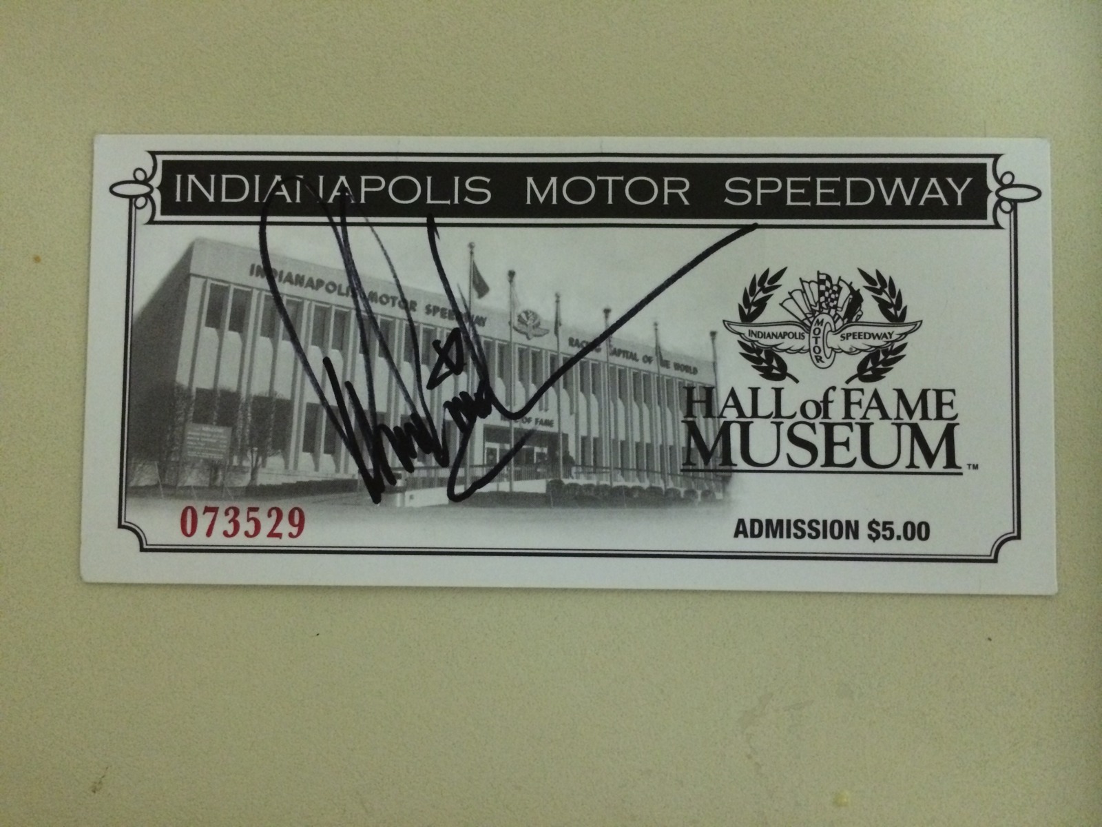 Donald Davidson Signed Indianapolis Motor Speedway Indy 500 Museum Ticket Auto
