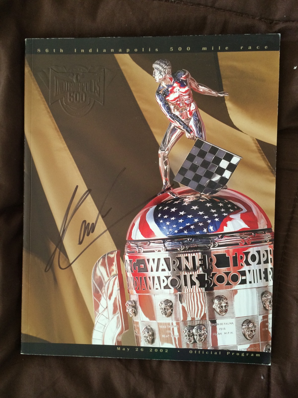 2002 Indy 500 Program Signed By Winner Helio Castroneves Autograph Indianapolis
