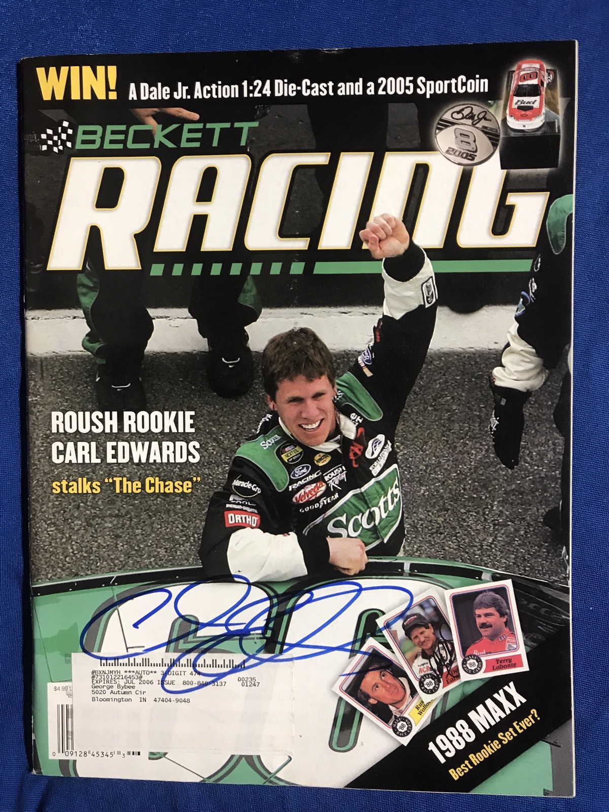 Carl Edwards Signed Beckett Magazine Autographed
