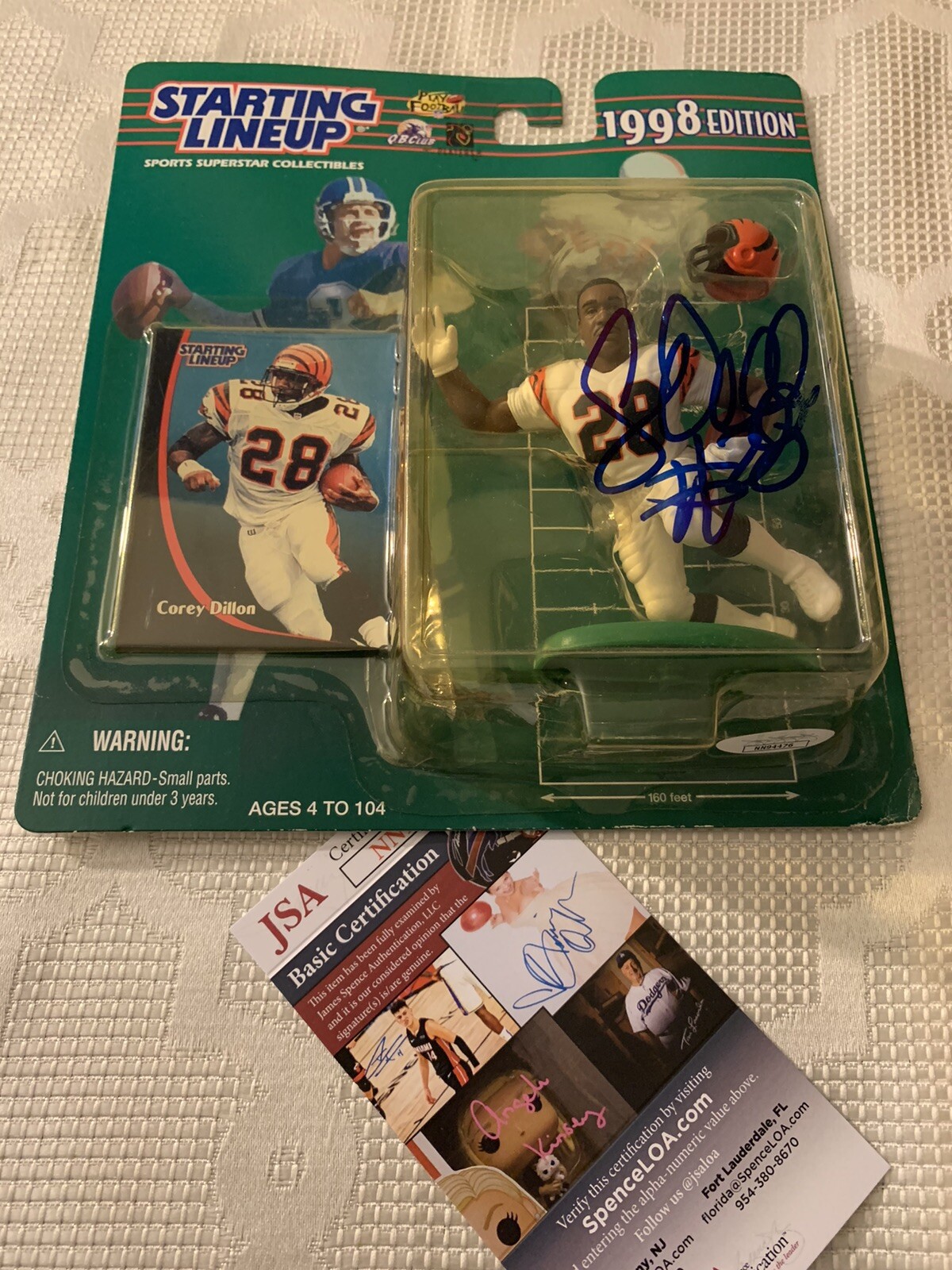 Corey Dillon Signed Starting Line-Up Figurine Bengals JSA Authentication COA
