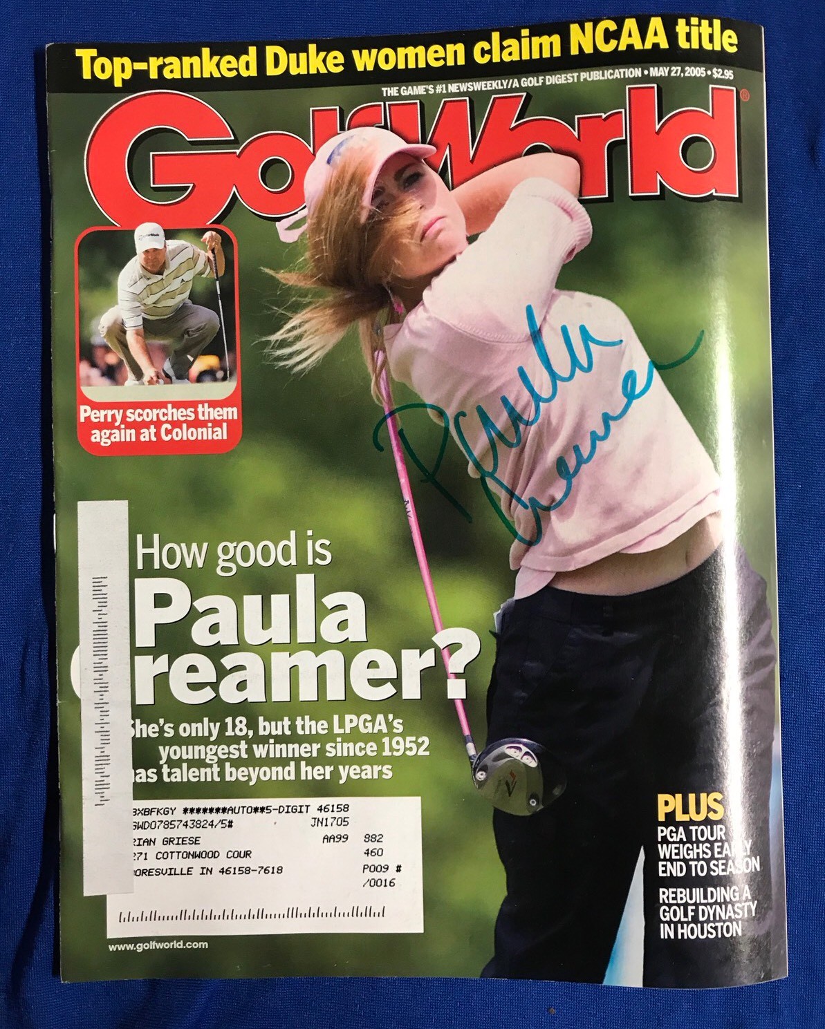 Paula Creamer Autographed Magazine Signed LPGA Golf Autographed
