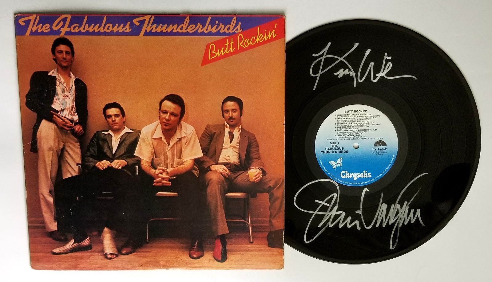 The Fabulous Thunderbirds REAL hand SIGNED Butt Rockin' Vinyl COA Kim & Jimmie
