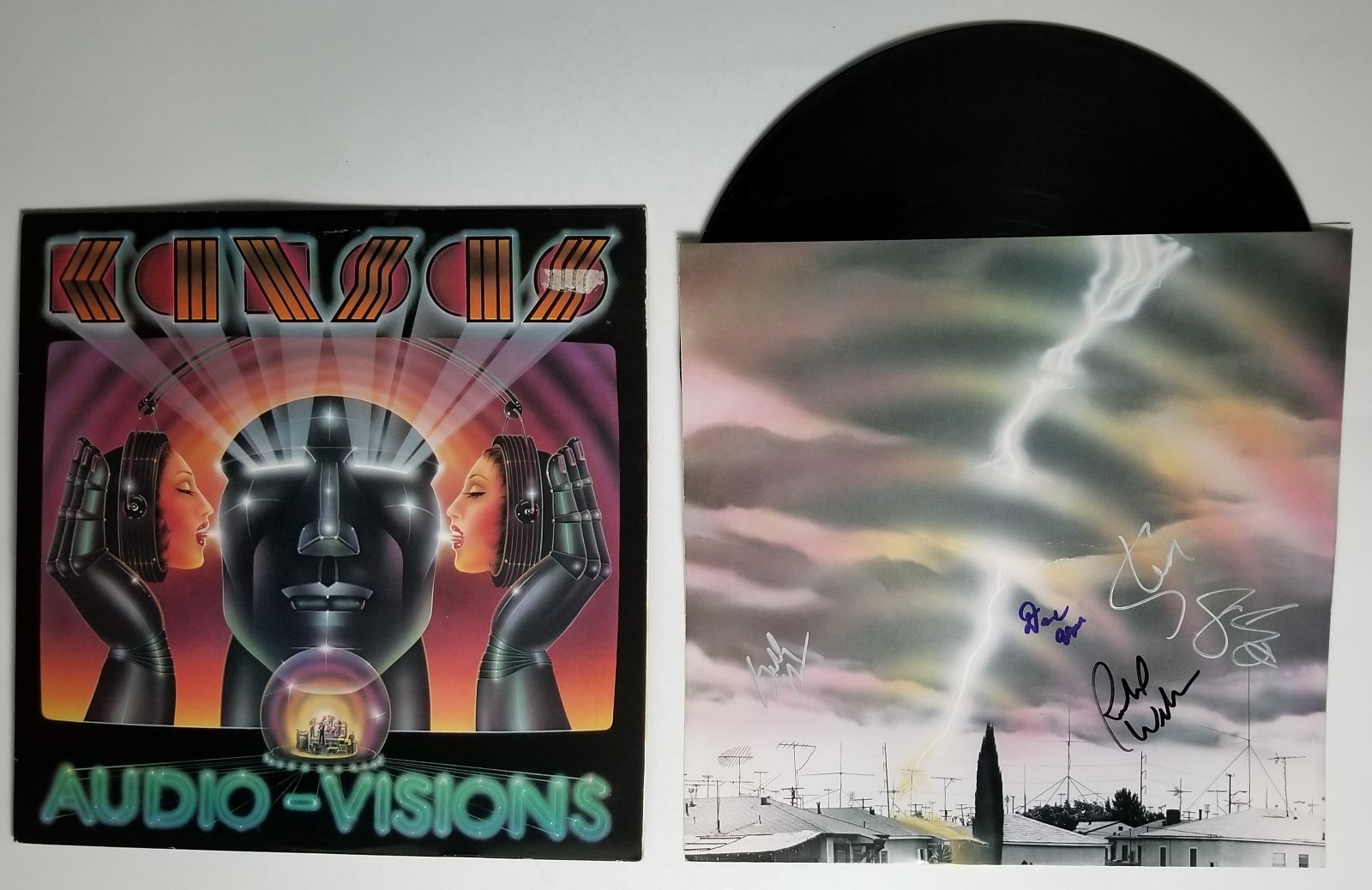 KANSAS band REAL hand SIGNED Audio Visions Vinyl COA Autographed
