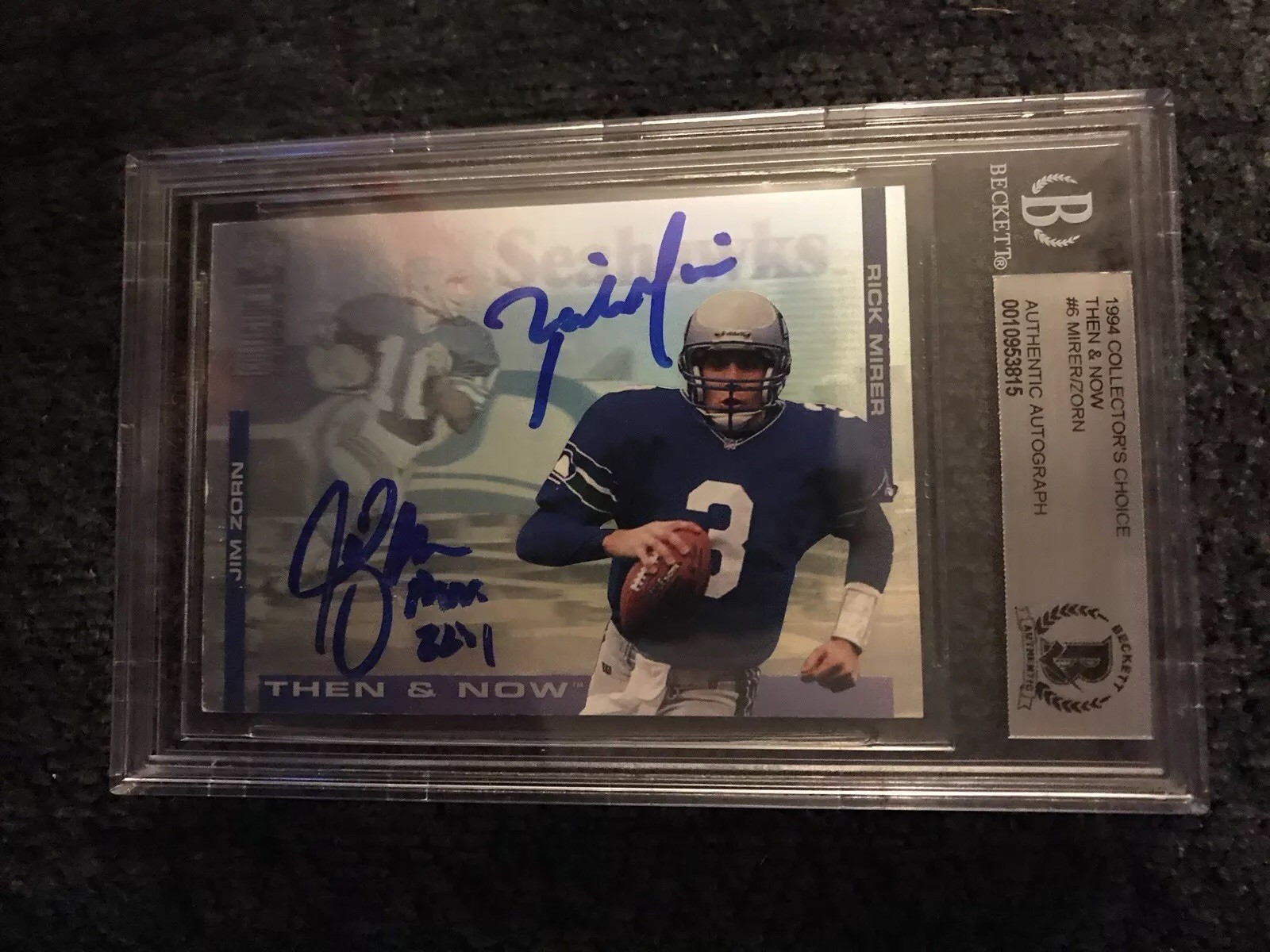 Jim Zorn & Rick Mirer Signed 1994 UD CC Then & Now #6 BAS Beckett Card Signed
