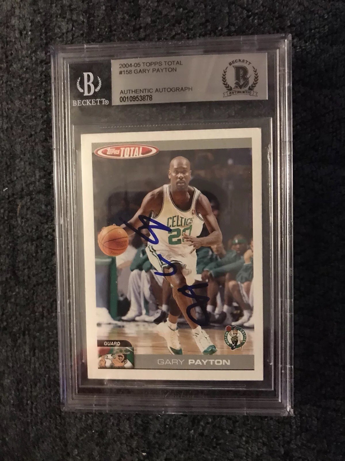 Gary Payton 2004-2005 Topps Total #158 BAS Beckett Authenticated Card Signed
