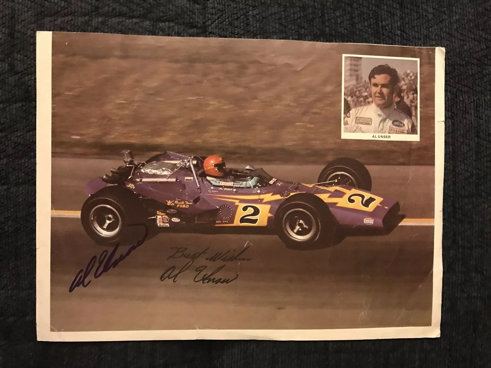 Al Unser Signed Indianapolis Indy 500 Picture Autographed Magazine Cut Out
