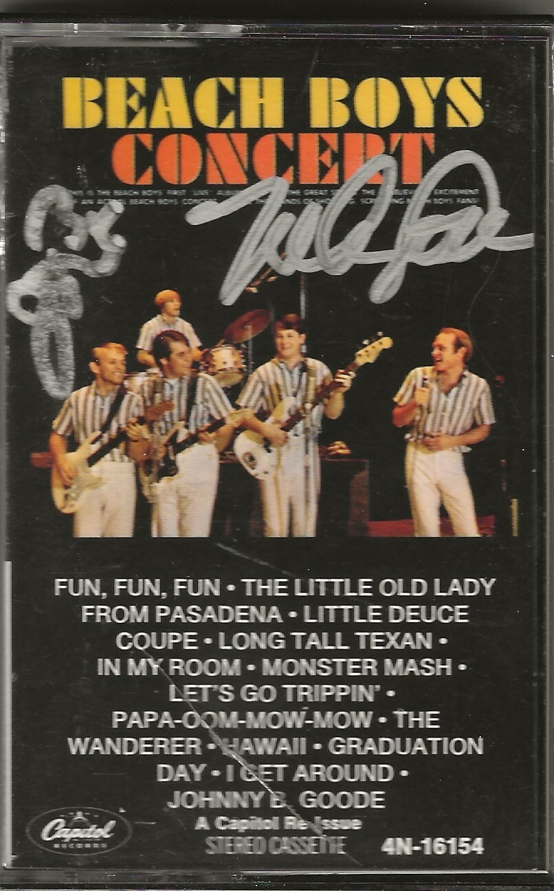 The Beach Boys REAL SIGNED Concert cassette tape COA Mike Love & Bruce Johnston

