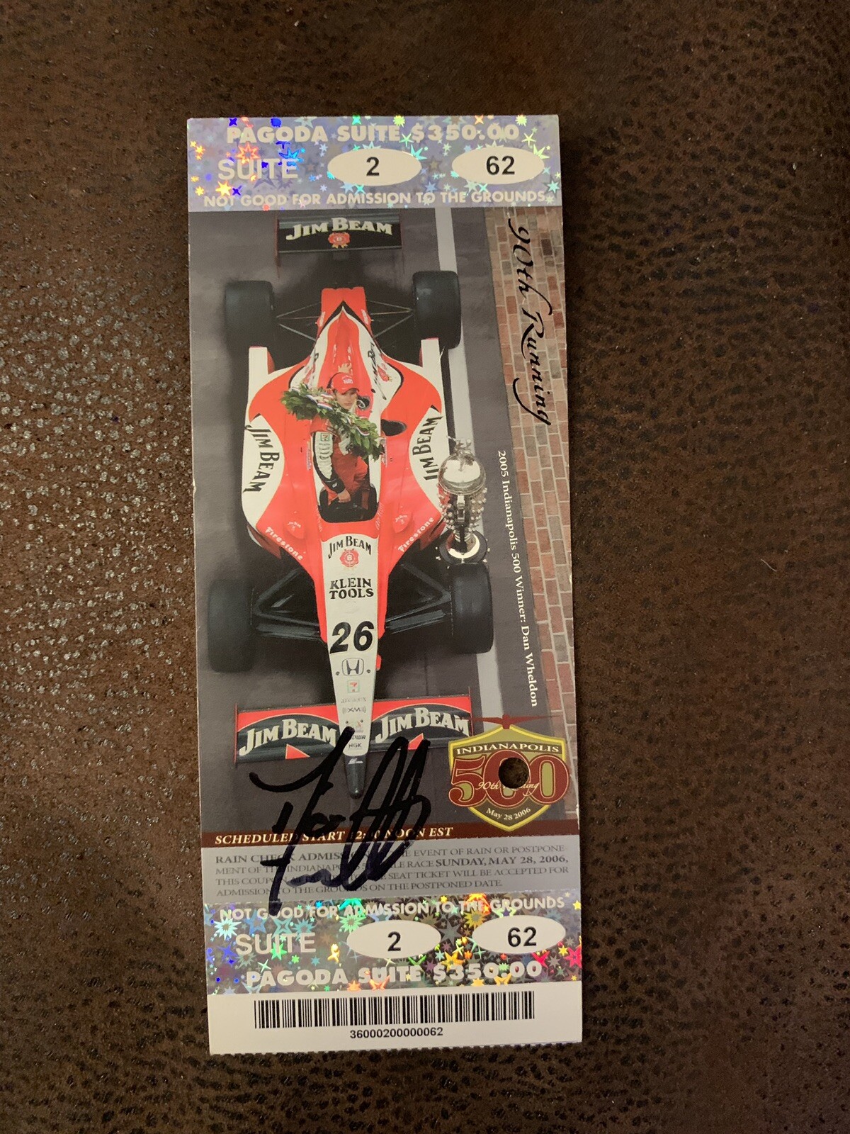 Dario Franchitti (2012 Winner) Signed Indianapolis Indy 500 Ticket 2012 Race
