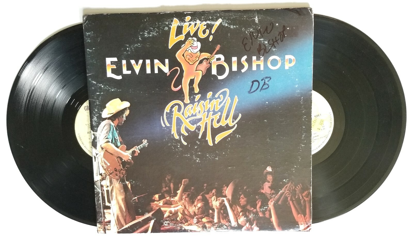 Elvin Bishop REAL hand SIGNED Live! Raising Hell 2x vinyl COA Butterfield Blues
