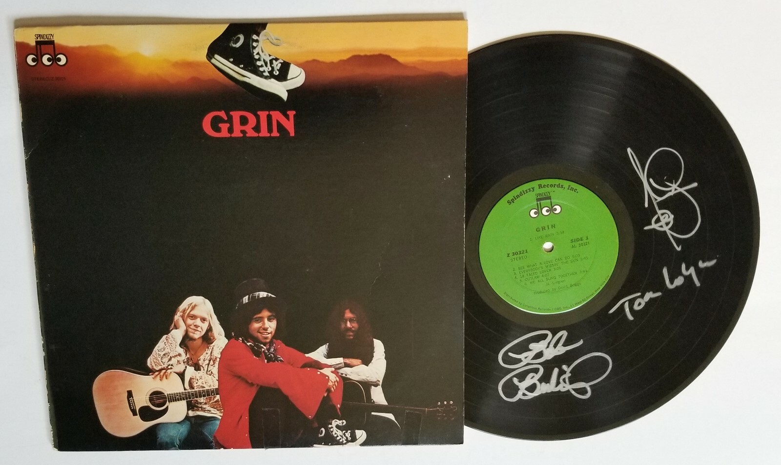 Grin band REAL hand SIGNED Self Titled vinyl COA Autographed Nils Lofgren +2
