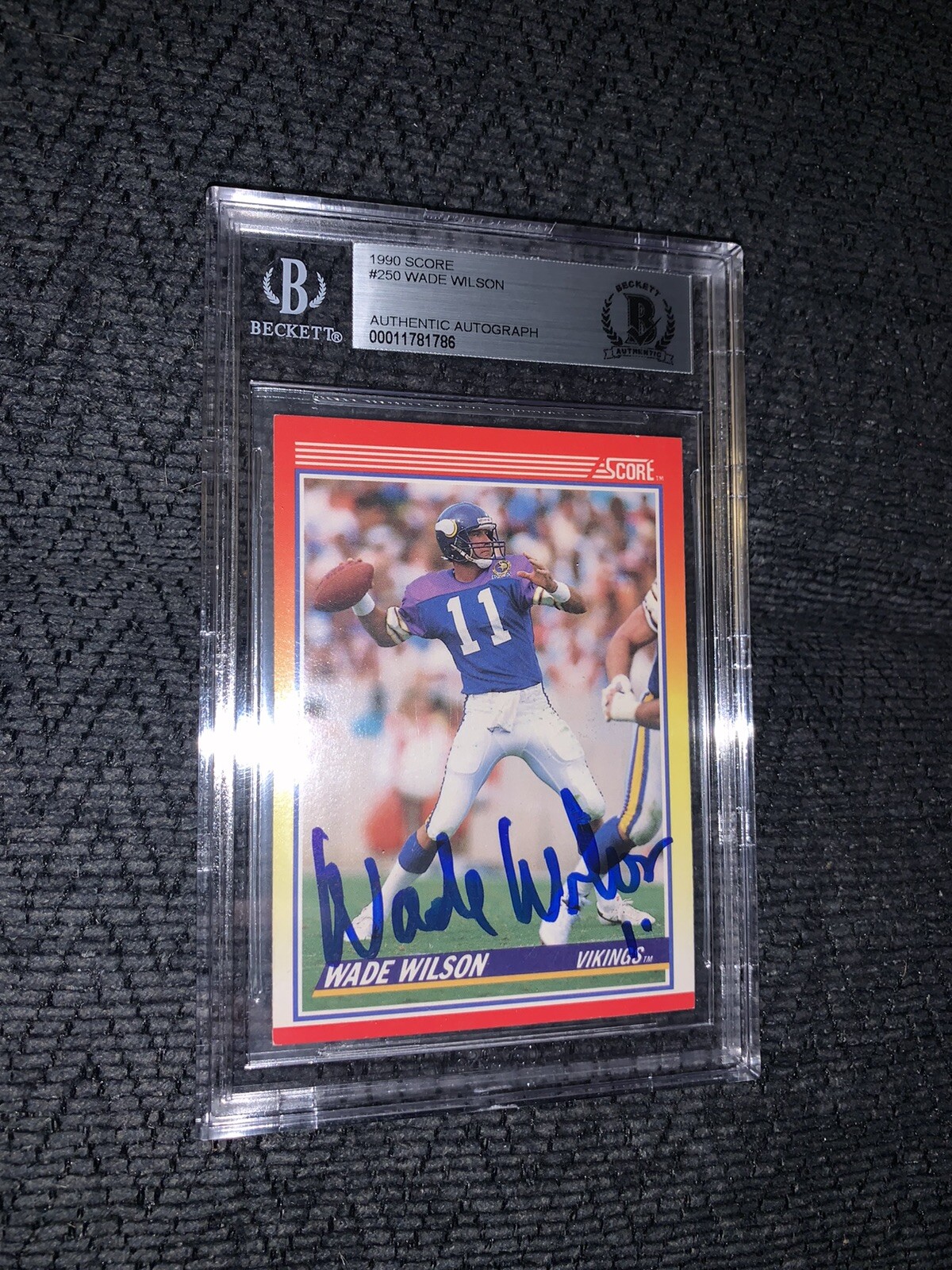 Wade Wilson 1990 Score #250 BAS Beckett Authenticated Card Autograph Signed
