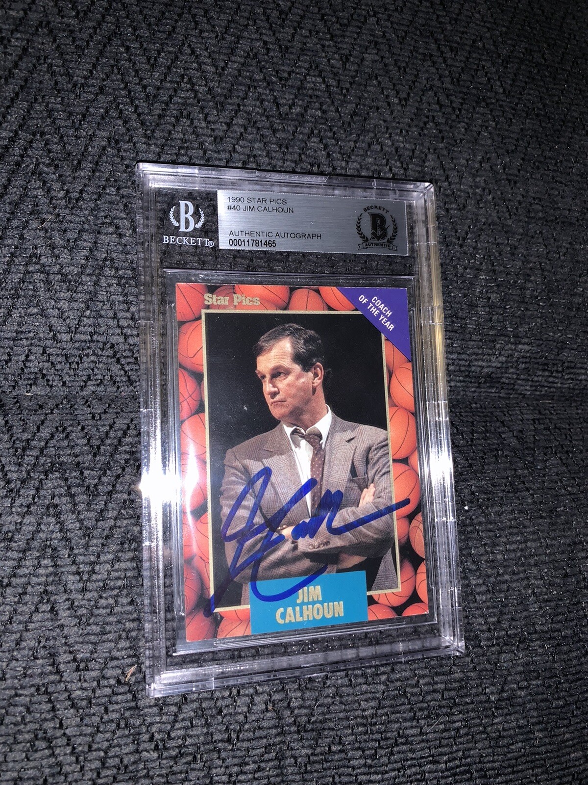 Jim Calhoun 1990 Star Pics Authentic #40 BAS Beckett Card Signed Autographed RC
