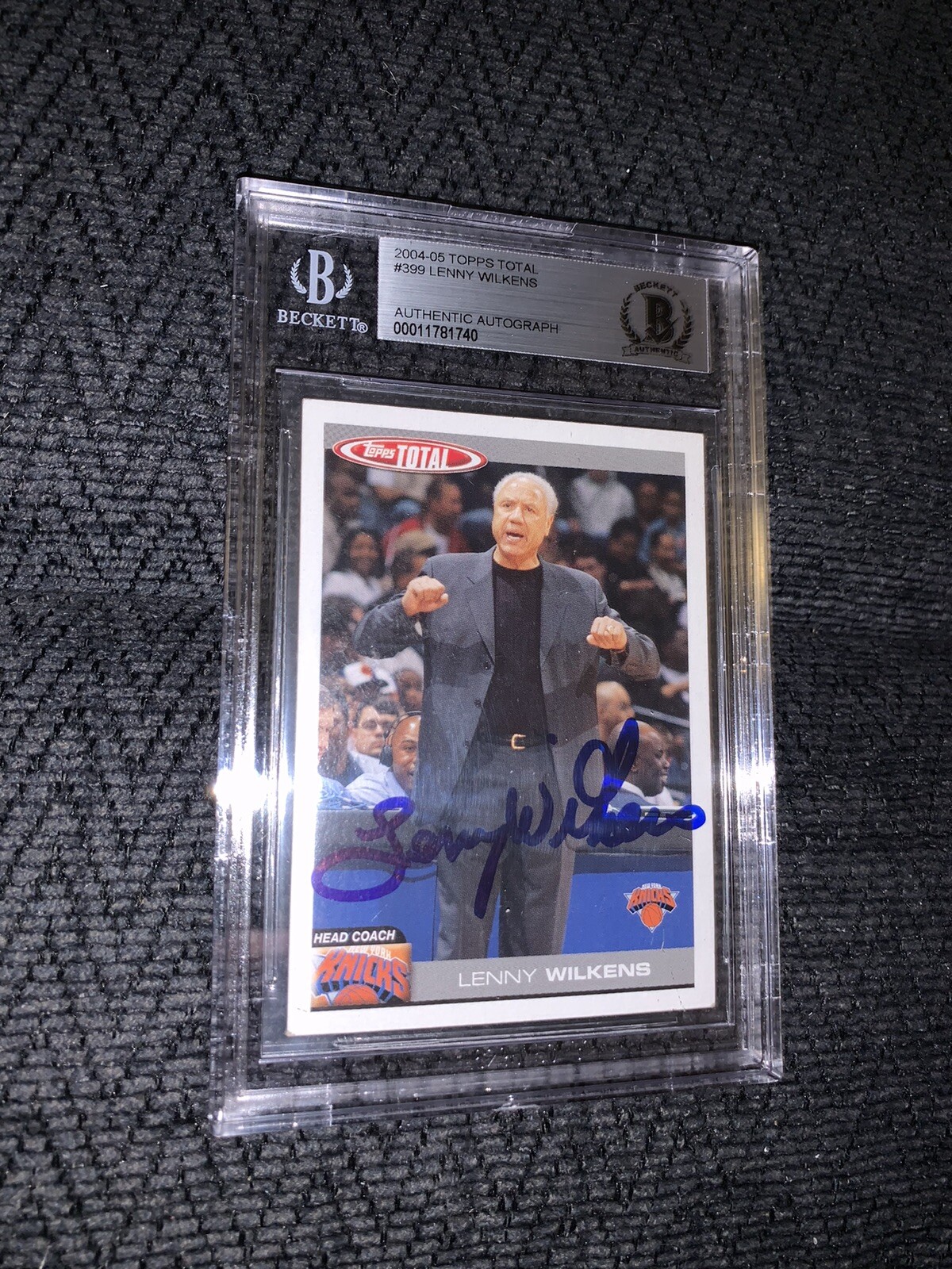 Lenny Wilkins 2004-2005 Topps Total #399 BAS Beckett Authenticated Card Signed
