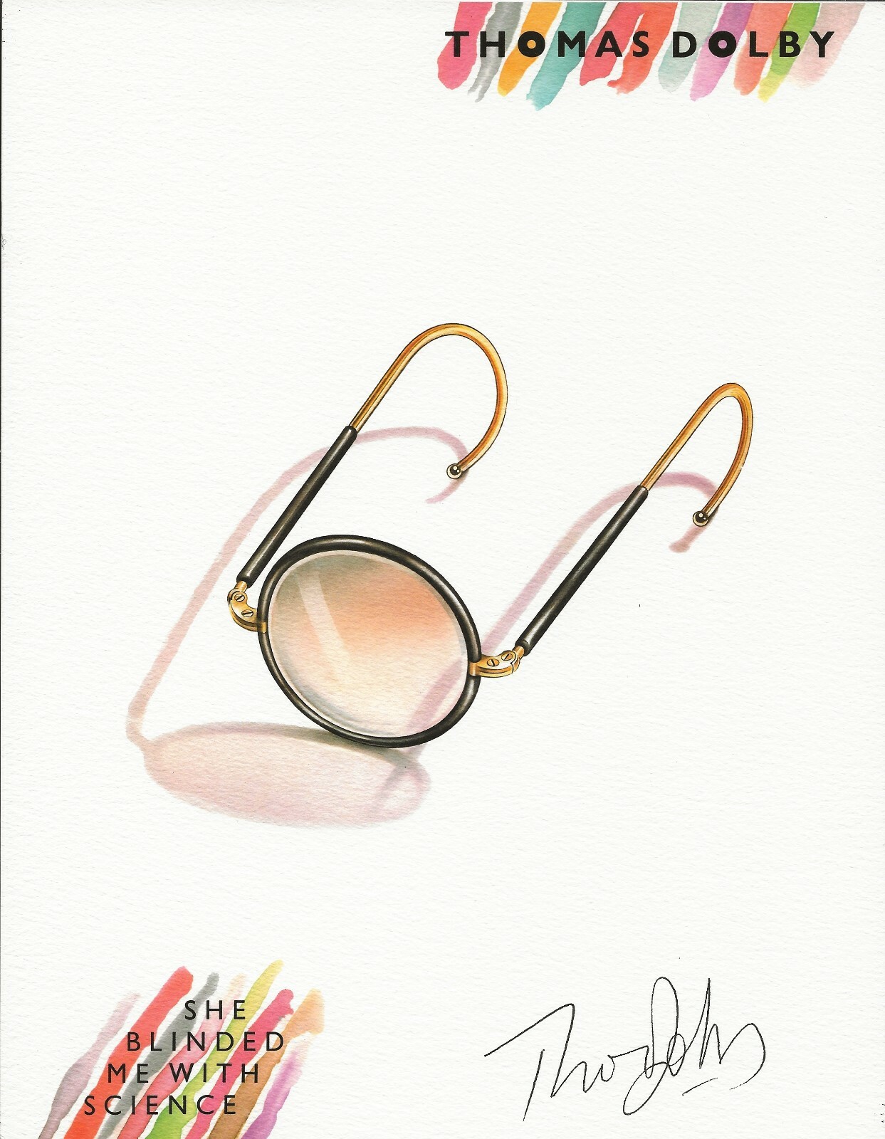 THOMAS DOLBY REAL HAND SIGNED SHE BLINDED ME WITH SCIENCE ALBUM ART PRINT #1 COA COLLECTIBLE MEMORABILIA