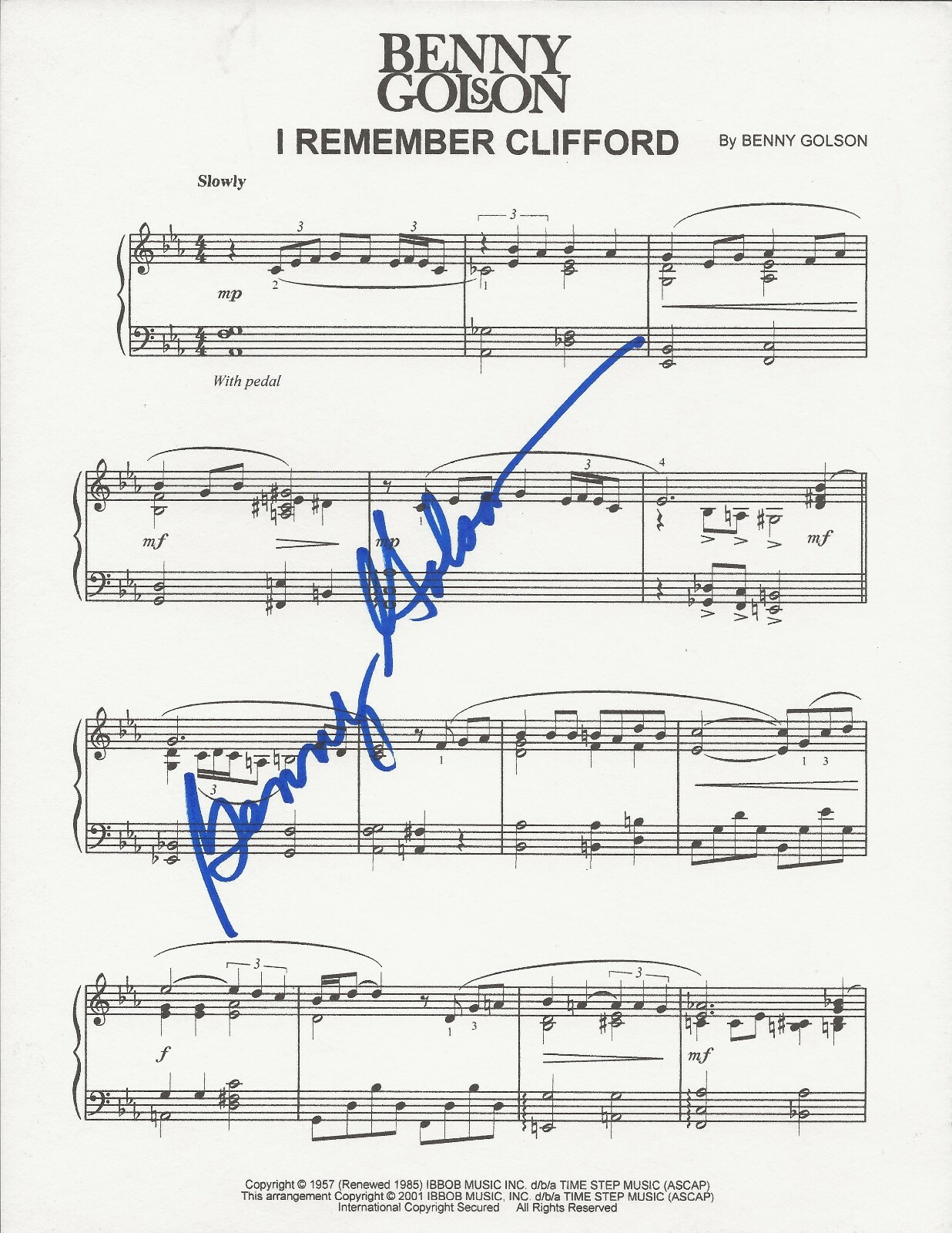 Benny Golson SIGNED I Remember Clifford Sheet Music #2 COA Hanks The Terminal

