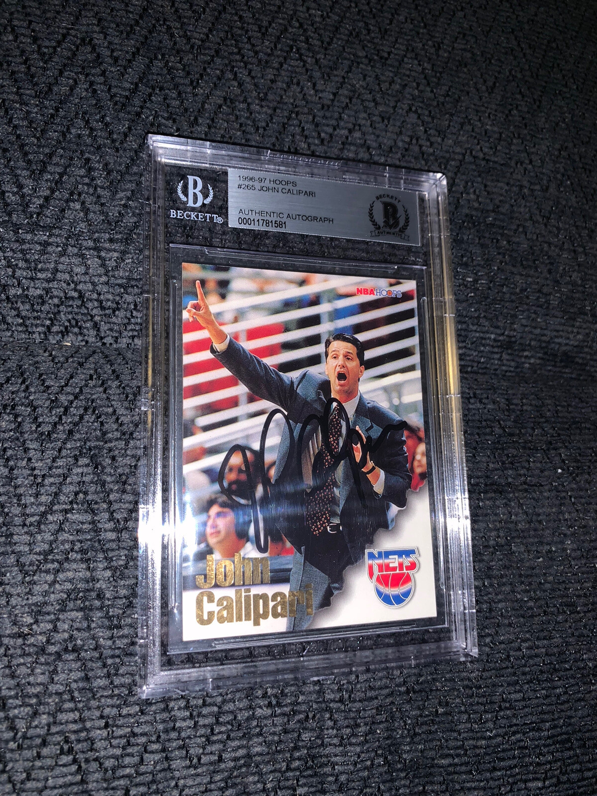 John Calipari 1996-1997 Hoops #365 BAS Beckett Authenticated Card Auto Signed RC
