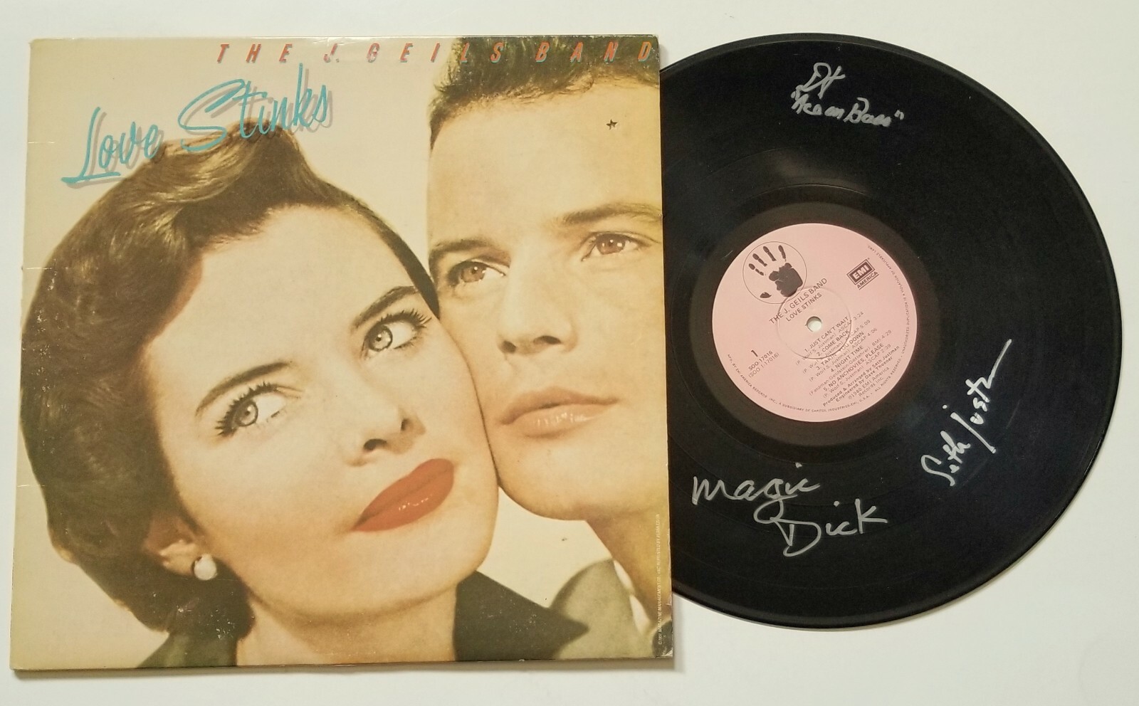 J. Geils Band REAL hand SIGNED Love Stinks Vinyl Record #2 COA Danny Magic Seth
