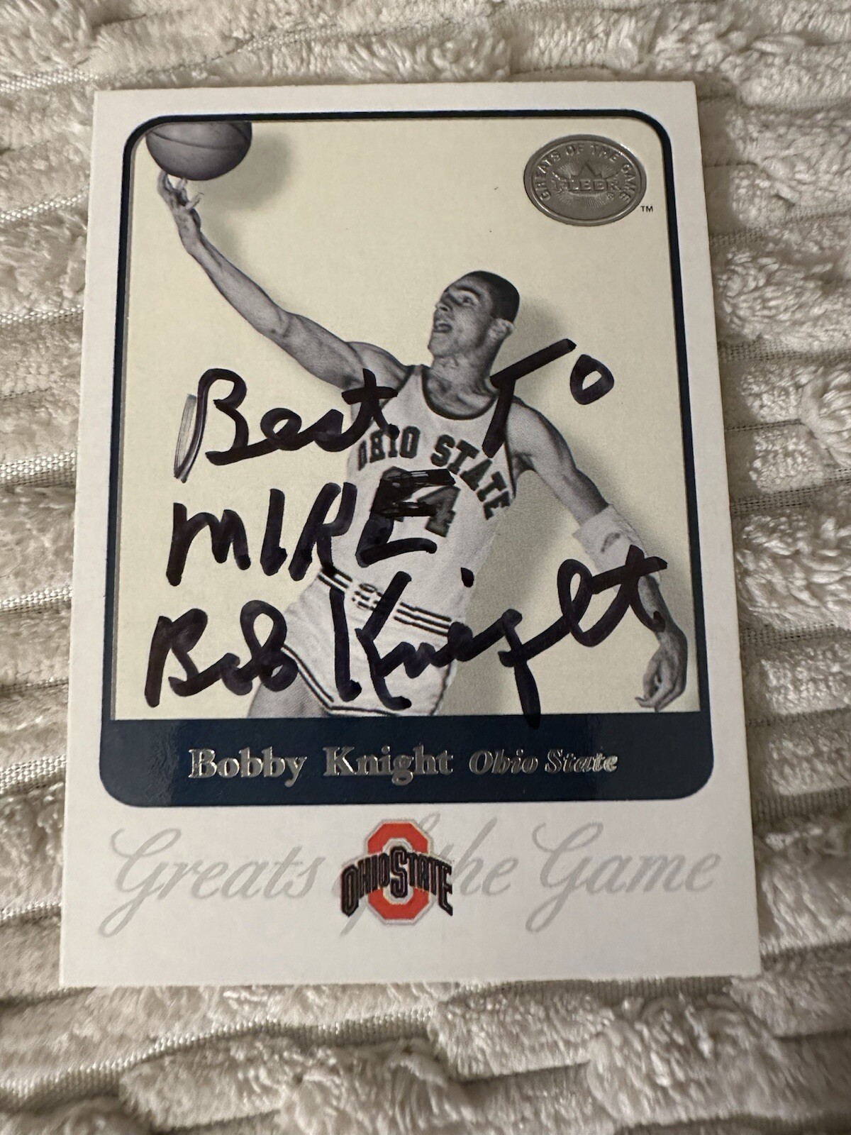 Bob Bobby Knight Signed Trading Card Autographed Greats Of The Game Ohio State
