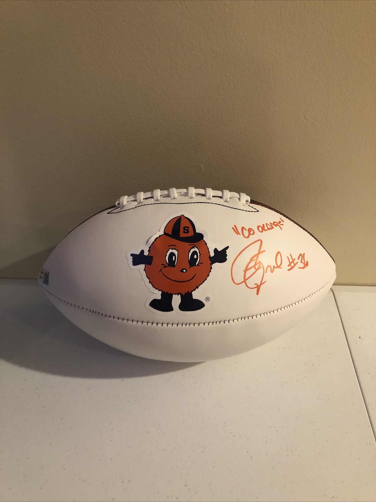 SYRACUSE ORANGE- ROBERT DRUMMOND SIGNED AUTOGRAPH LOGO FOOTBALL TRISTAR COA COLLECTIBLE MEMORABILIA