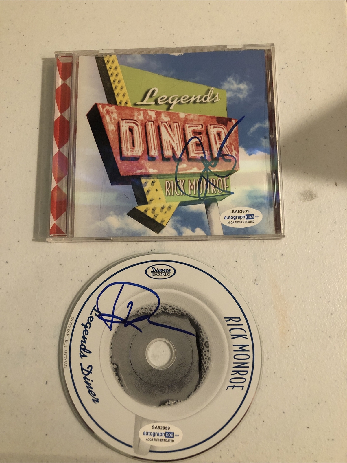 RICK MONROE SIGNED AUTOGRAPH LEGENDS DINER CD ACOA COA COUNTRY STAR