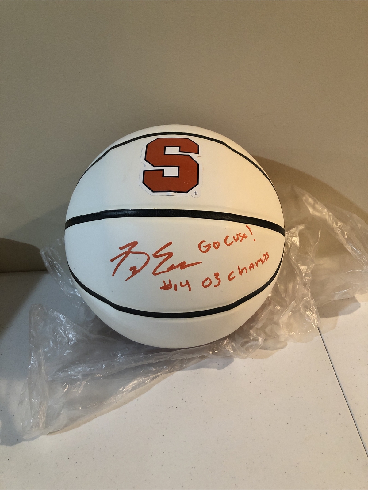 SYRACUSE ORANGE- BILLY EDELIN SIGNED AUTOGRAPH LOGO BASKETBALL COA 03 CHAMPS