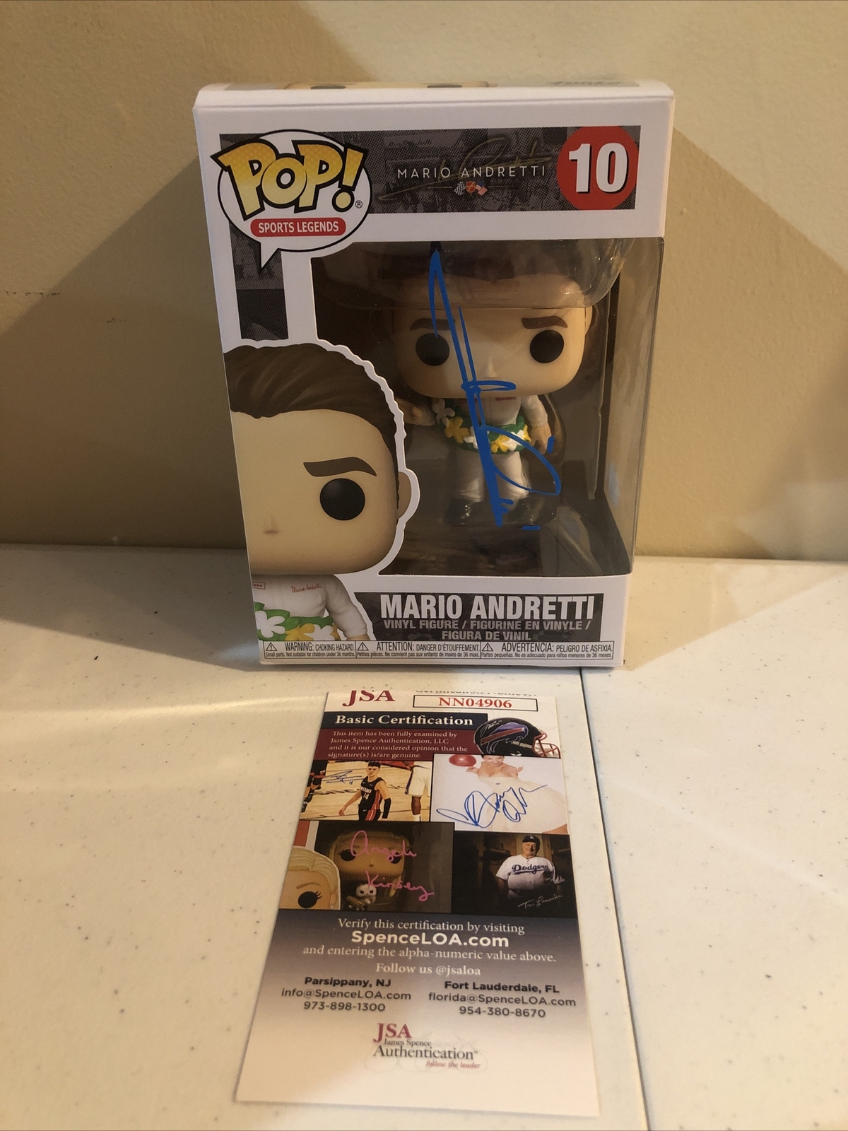 MARIO ANDRETTI SIGNED AUTOGRAPH SPORTS LEGENDS FUNKO POP JSA COA RACING LEGEND