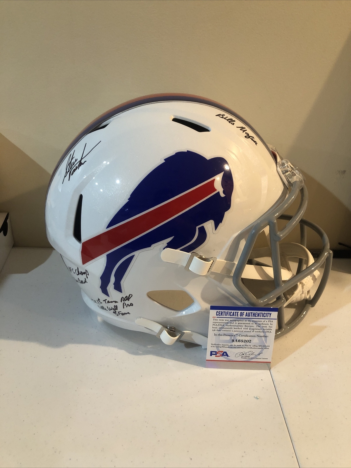 BUFFALO BILLS- STEVE TASKER SIGNED AUTOGRAPH FULL SIZE SPEED HELMET PSA COA STAT