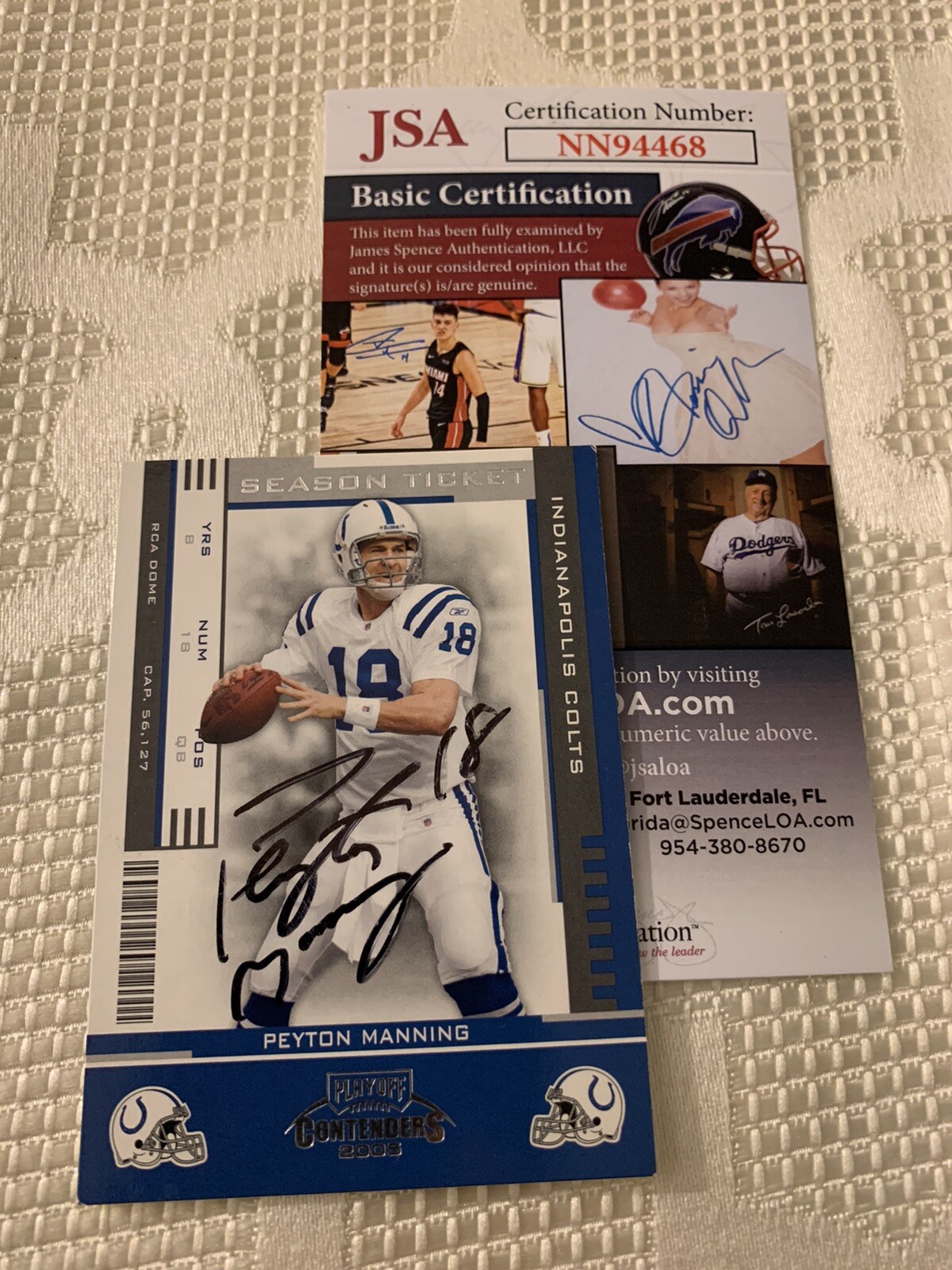 Peyton Manning Signed Trading Card Pro Football HOF JSA Authenticated COA Colts
