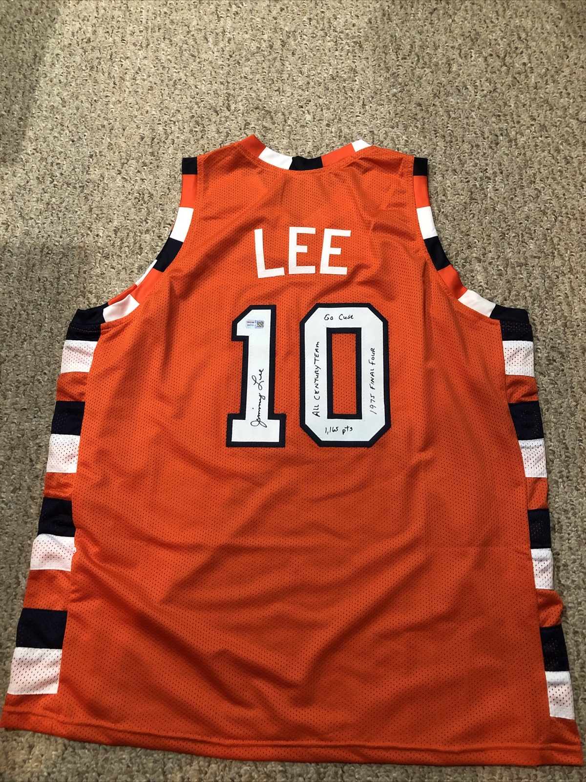 SYRACUSE ORANGE- JIMMY LEE SIGNED AUTOGRAPH JERSEY TRISTAR COA FINAL FOUR CUSE COLLECTIBLE MEMORABILIA