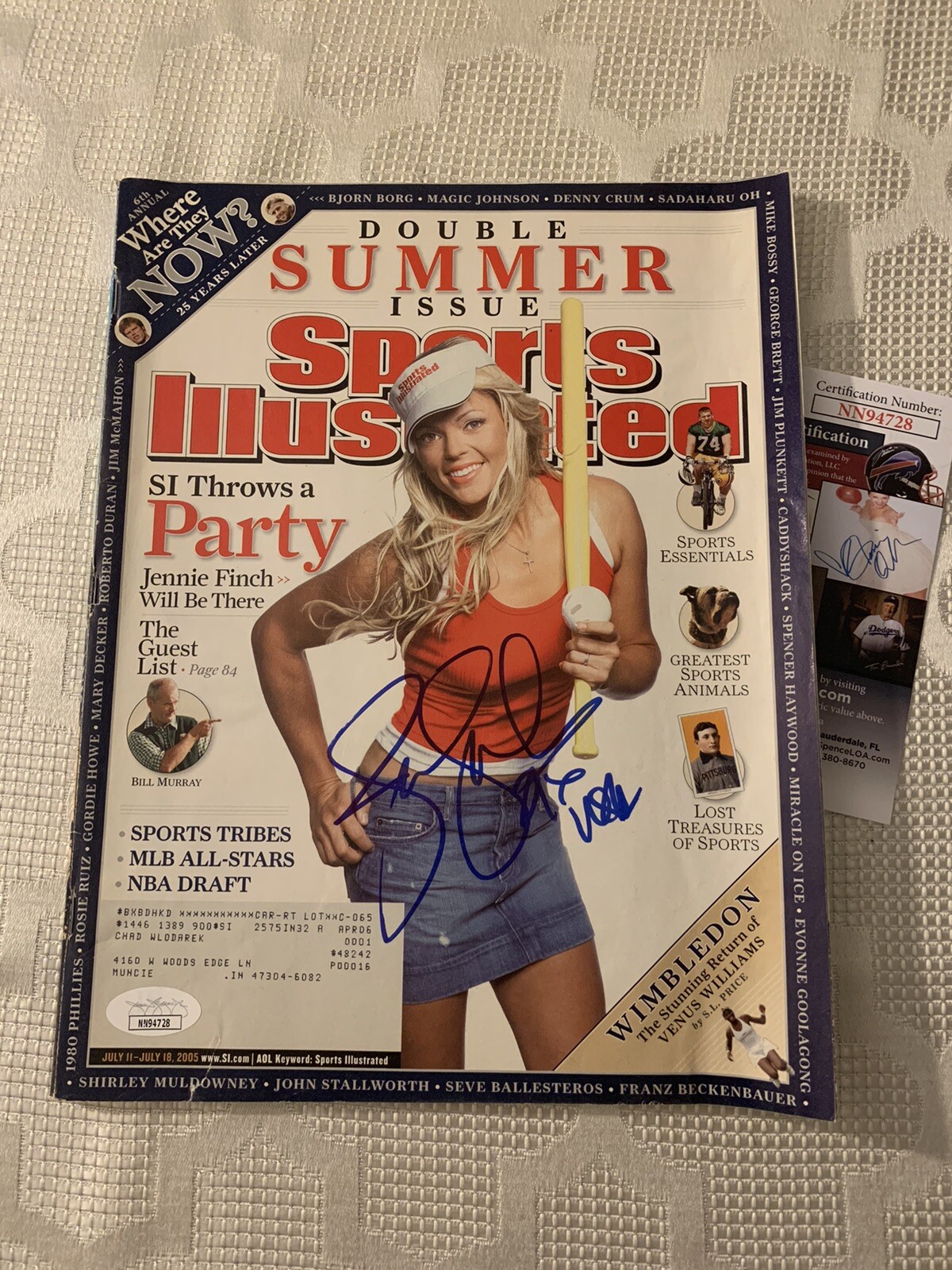 Jennie Finch Signed Sports Illustrated Magazine JSA Authentication COA Autograph
