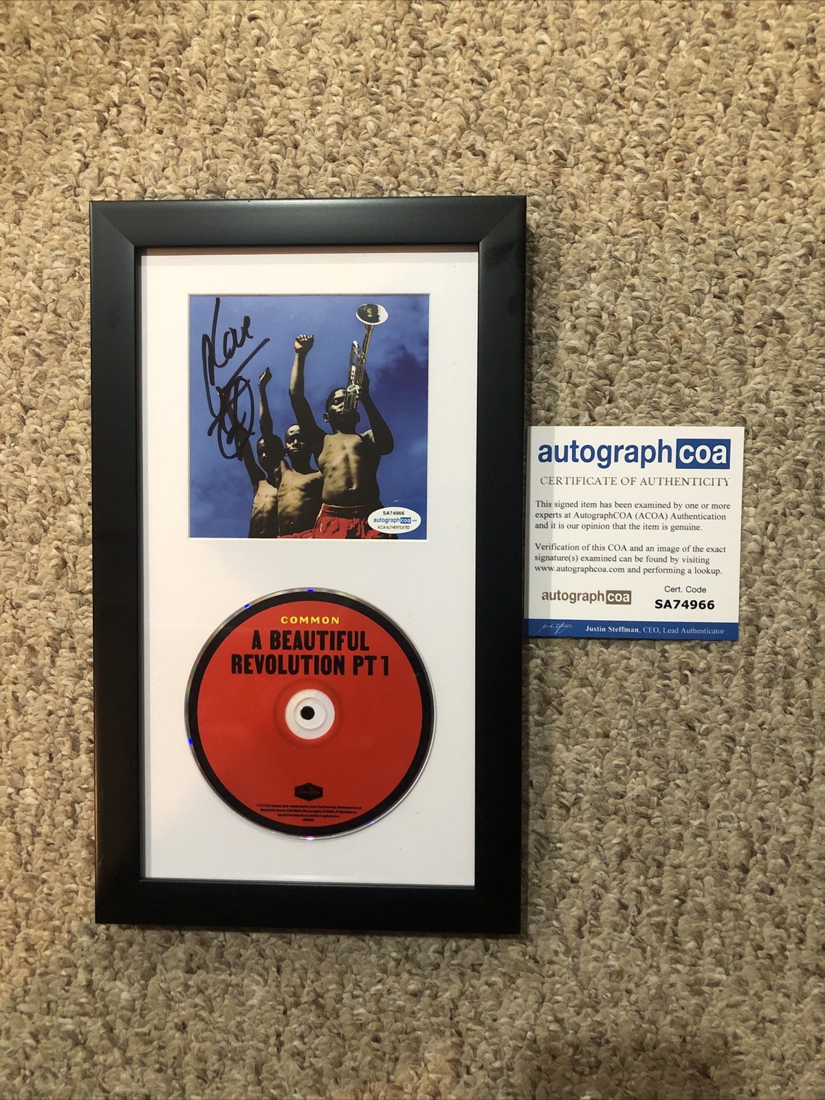 COMMON A BEAUTIFUL REVOLUTION SIGNED AUTOGRAPH FRAMED CD ACOA RAP STAR