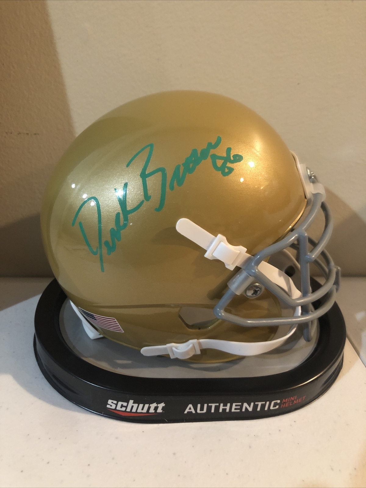 NOTRE DAME FIGHTING IRISH- DEREK BROWN SIGNED AUTOGRAPH MINI HELMET TRISTAR COA
