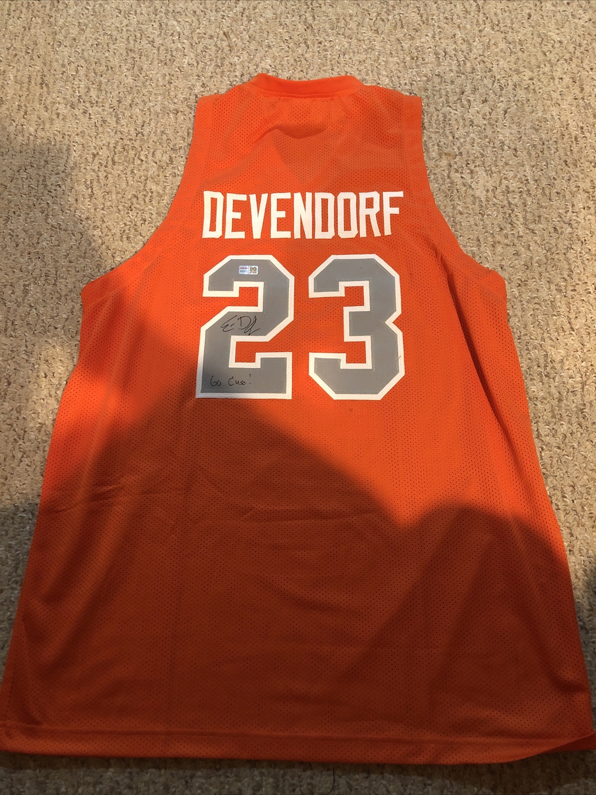 SYRACUSE ORANGE- ERIC DEVENDORF SIGNED AUTOGRAPH JERSEY TRISTAR COA CUSE