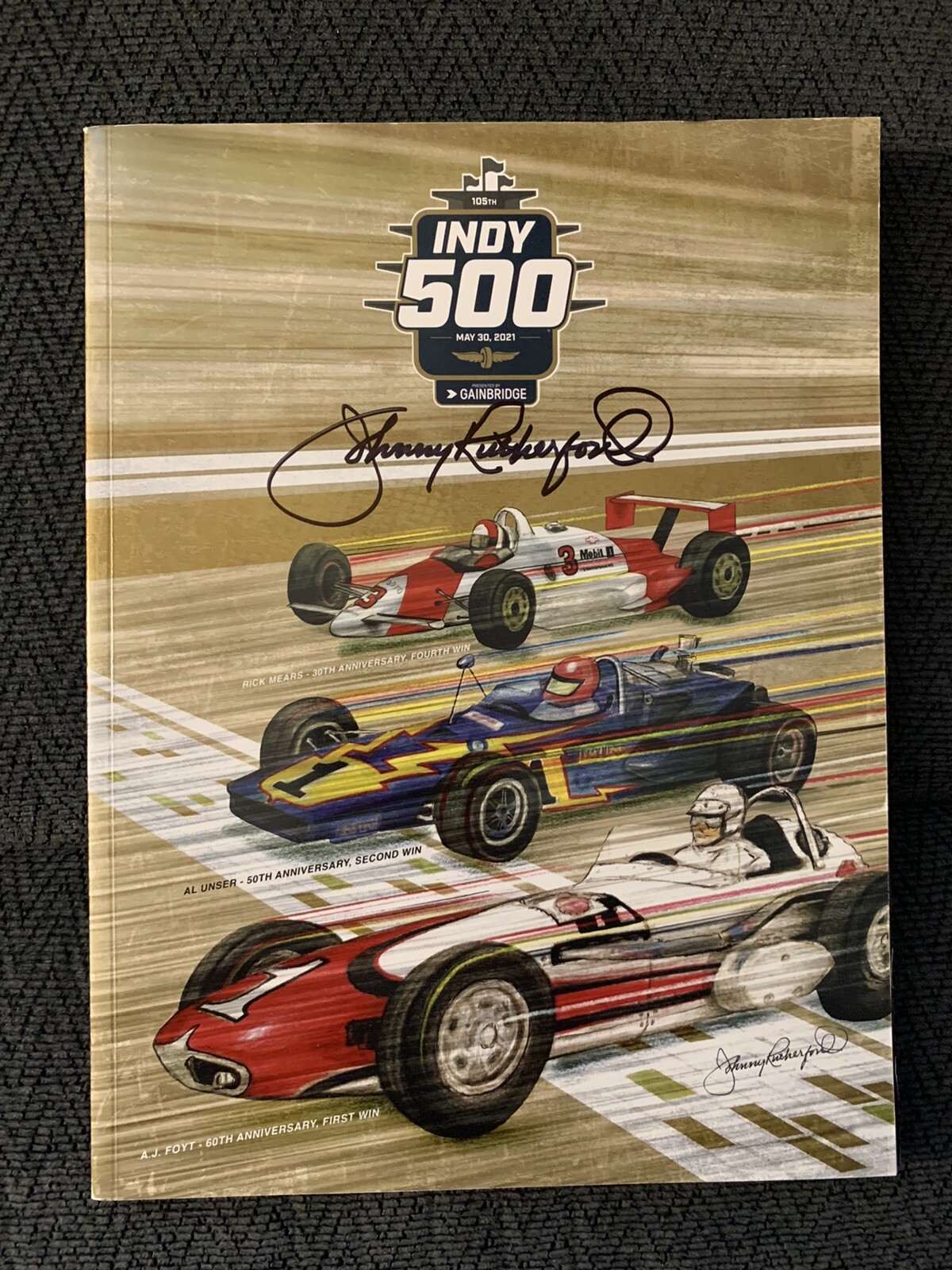 2021 Indy 500 Program Signed By Cover Artist Johnny Rutherford Auto Indianapolis
