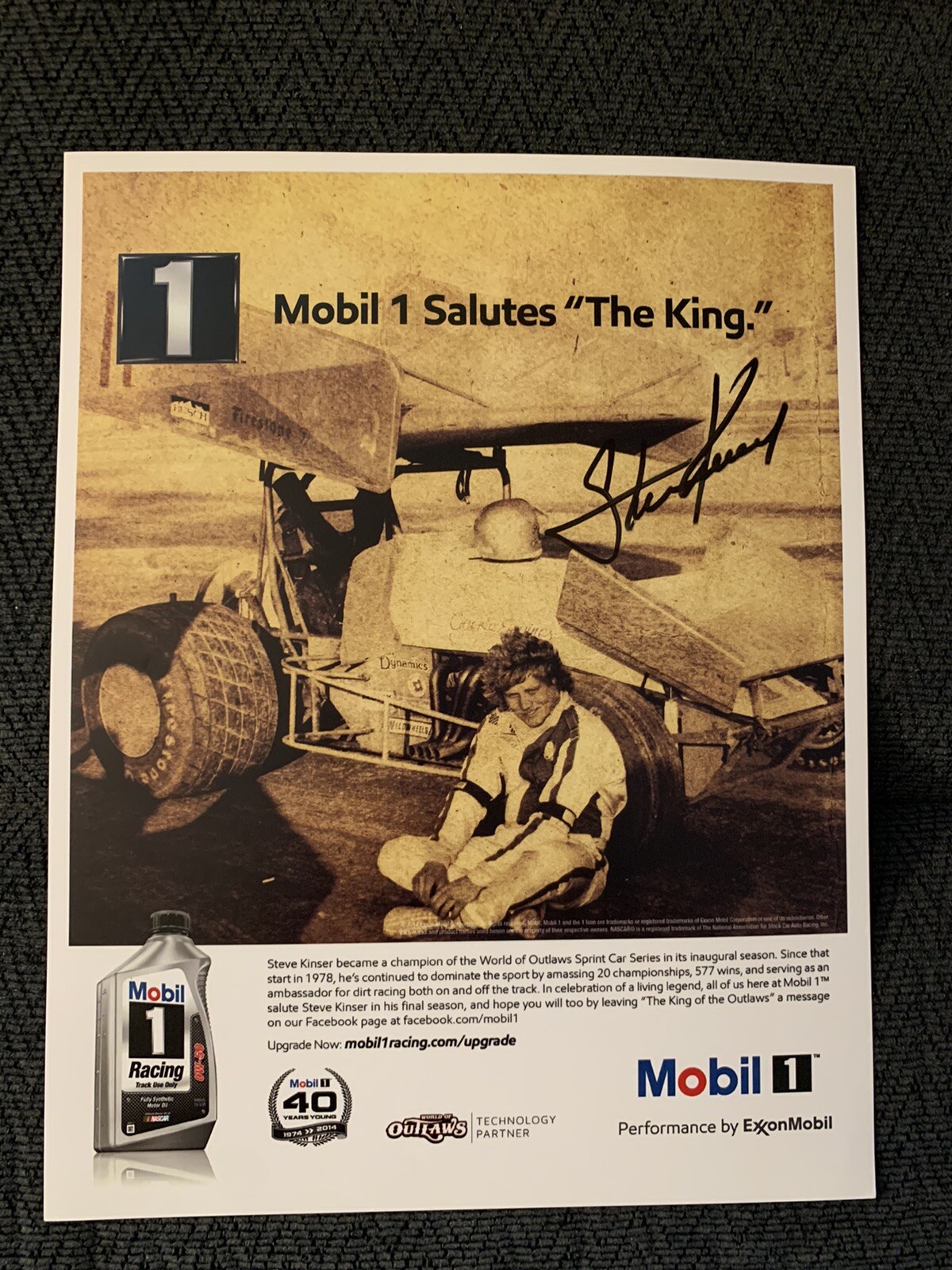 Steve Kinser Signed WoO World Of Outlaws Hero Promo Card Salute To The King 2014
